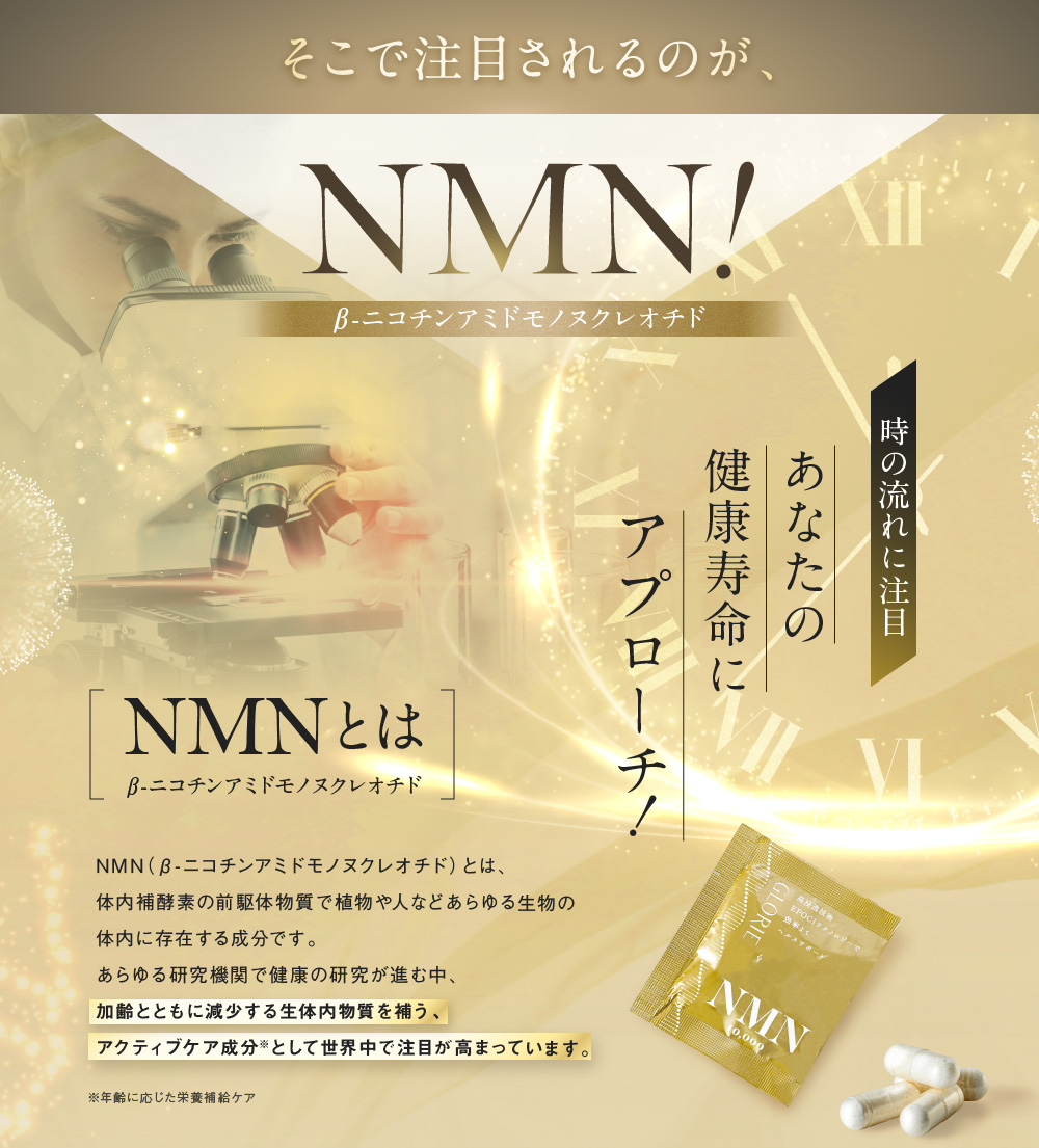 そこで注目されるのが、NMN　β-ニコチンアミドモノヌクレオチド